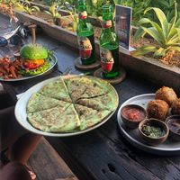 Burger, quesadilla and arinchini balls at Pels Supershop in Tibubeneng