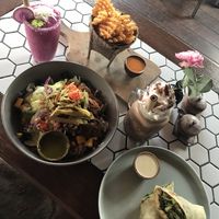 Chicken Caesar wrap, salad/tortilla bowl and shakes! at Pels Supershop in Tibubeneng