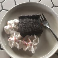 Chocolate cake at Pels Supershop in Tibubeneng