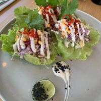 lettuce wrap tacos (vegan, gf) at Pels Supershop in Tibubeneng