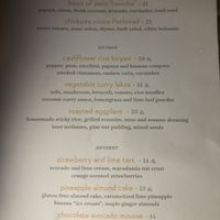 The vegan menu at Ferraro's Bar e Ristorante - Four Seasons Resort in Wailea