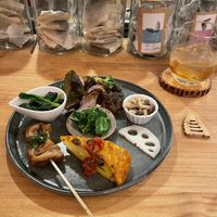 Homemade umeshu (800 yen, at least one drink order is required) and the required appetizer plate (2200 yen)  at Kiboko in Tokyo