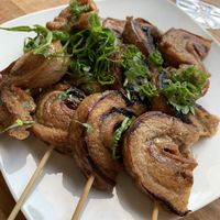 Seitan teriyaki skewers at Kiboko in Tokyo