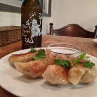 Coriander dumplings at Kiboko in Tokyo
