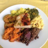 A selection of the vegan buffet options  at Crunch Kantine in Berlin