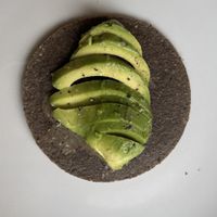 Raw bread avocado   at Ecru in Rome
