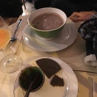Mushroom soup and some bread with jam at Ecru in Rome