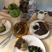 hummus, raw bread and a brownie  at Ecru in Rome