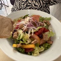 Greek salad with homemade vegan feta  at Ecru in Rome