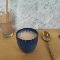 Small Miso Soup with a Avocado Cacao Milkshake at Ecru in Rome