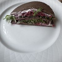 Half (shared) of the kimchi burger   at Ecru in Rome