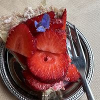 Amazing desert with a bite missing!  at Ecru in Rome