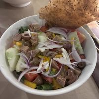 Vegan greek salad  at Ecru in Rome