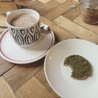 coffee and raw biscuit at Ecru in Rome