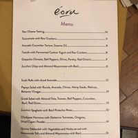 Menu sep 2020, page 1. at Ecru in Rome