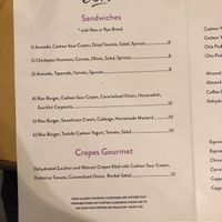 Menu sep 2020, page 2 at Ecru in Rome