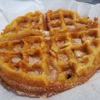 Vegan churro waffle. Be sure to clarify that you want vegan butter. at Bean Traders in Durham