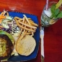 Vegan burger at Madre Tierra in Puerto Viejo De Talamanca