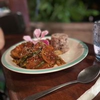 Carribean sauce vegan  at Madre Tierra in Puerto Viejo De Talamanca