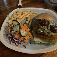 Vegan burger  at Madre Tierra in Puerto Viejo De Talamanca