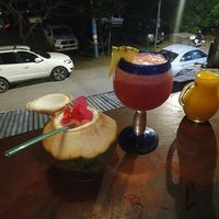 Watermelon smoothie in coconut water at Madre Tierra in Puerto Viejo De Talamanca