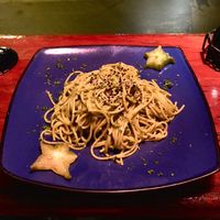 vegan pasta pesto and coco at Madre Tierra in Puerto Viejo De Talamanca