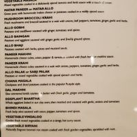 Vegan and vegetarian entrees menu page at Sangam Indian Cuisine in Cornelius