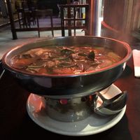 Potak soup fire bowl (very spicy with Thai chilis) at Veganic Thai Cafe in San Diego
