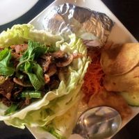 Larb, with vegan duck. Veganic Thai Cafe isn't messing around with the spicy scale. This was HOT! at Veganic Thai Cafe in San Diego