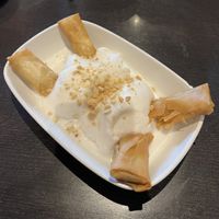 fried banana with coconut ice cream  at Veganic Thai Cafe in San Diego