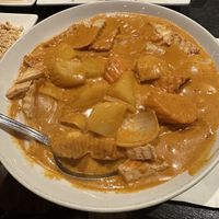 Massaman curry with fried tofu  at Veganic Thai Cafe in San Diego