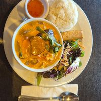 Lunch red curry with mock duck at Veganic Thai Cafe in San Diego