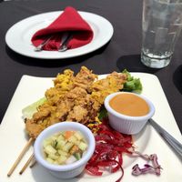 Mock chicken satay at Veganic Thai Cafe in San Diego