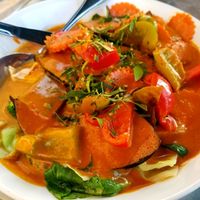 Salmon Panang Curry at Veganic Thai Cafe in San Diego