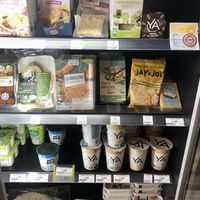 Some of the vegan groceries  at La Vie Claire in Dinard