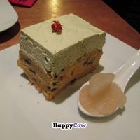 Pumpkin and black walnut cake with green tea icing and plum wine sorbet at Zest in Leipzig