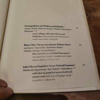 The menu at Zest in Leipzig