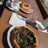 Pesto pizza at Cafe Dei Campi in Montreal