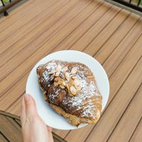 Almond croissant at Cafe Dei Campi in Montreal
