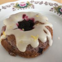 Special for Saint-Jean Bastiste Day with blueberry at Cafe Dei Campi in Montreal