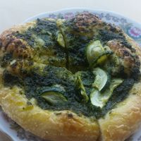 Pesto pizza at Cafe Dei Campi in Montreal