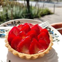 Strawberry tart 😋 at Cafe Dei Campi in Montreal