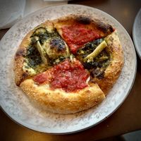 Pizzette (mixed pesto and tomato)  at Cafe Dei Campi in Montreal