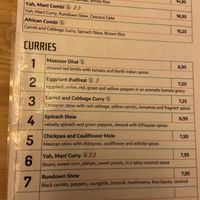 Menu at vanVeg in Haarlem