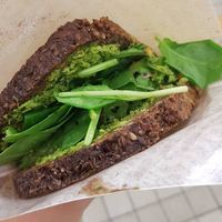 Vegan sandwich with green pea hummus at Urban Deli in Stockholm