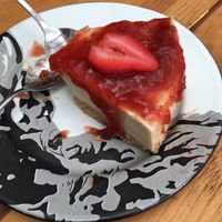 Tofu cheesecake! at Vegan Ville in Mexico City