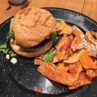 Vegan burger at Vegan Ville in Mexico City