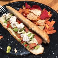 Wheat hot dog at Vegan Ville in Mexico City