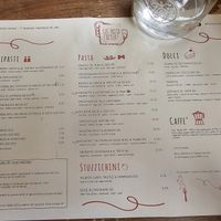 Menu at Pasta Factory in Manchester