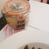 Vegan parmesan at Pasta Factory in Manchester